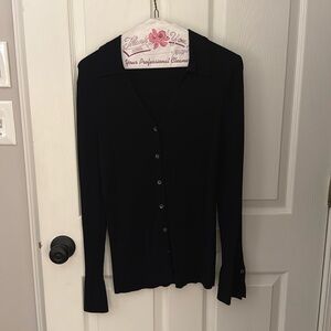 Pink Clover black button front sweater.